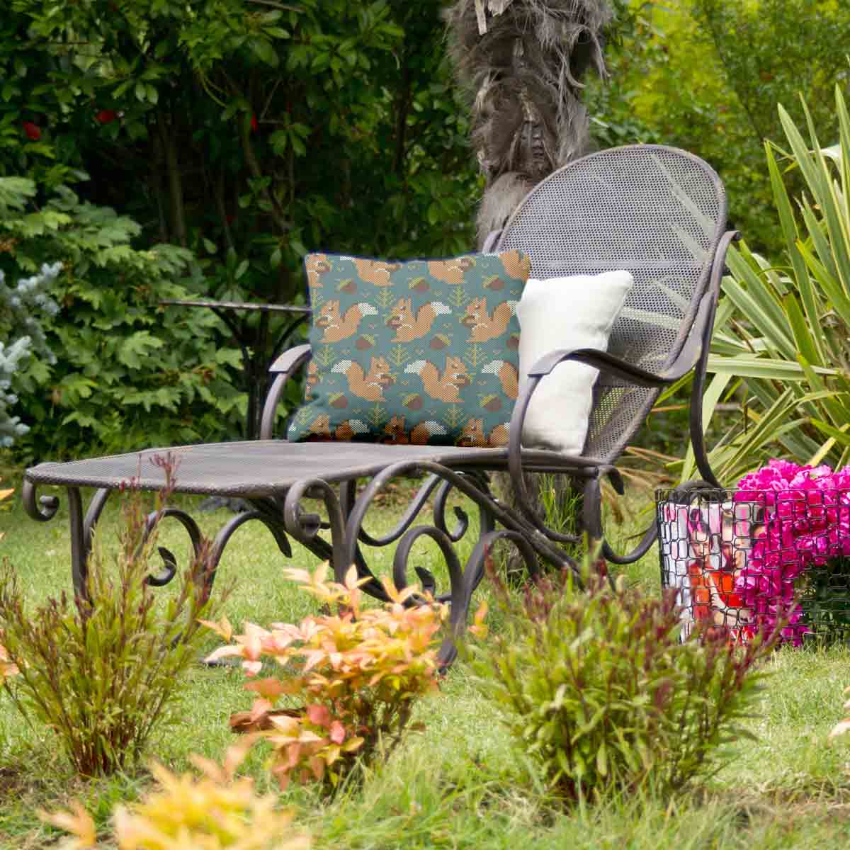 Gesundheitskissen Grün mit Eichhörnchen