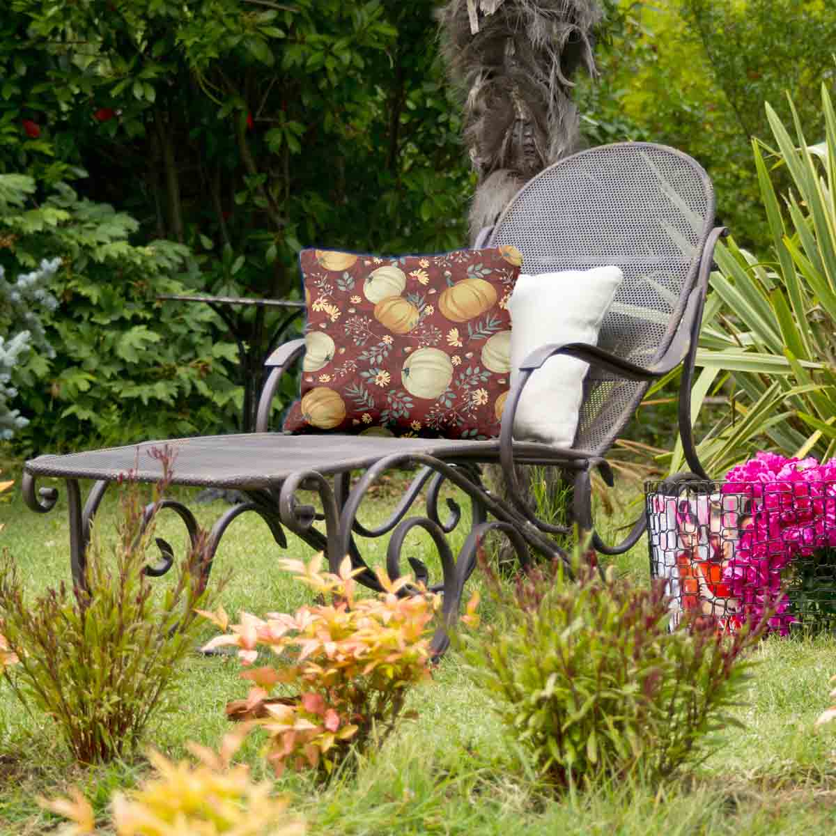 Gesundheitskissen Rot mit Kürbissen