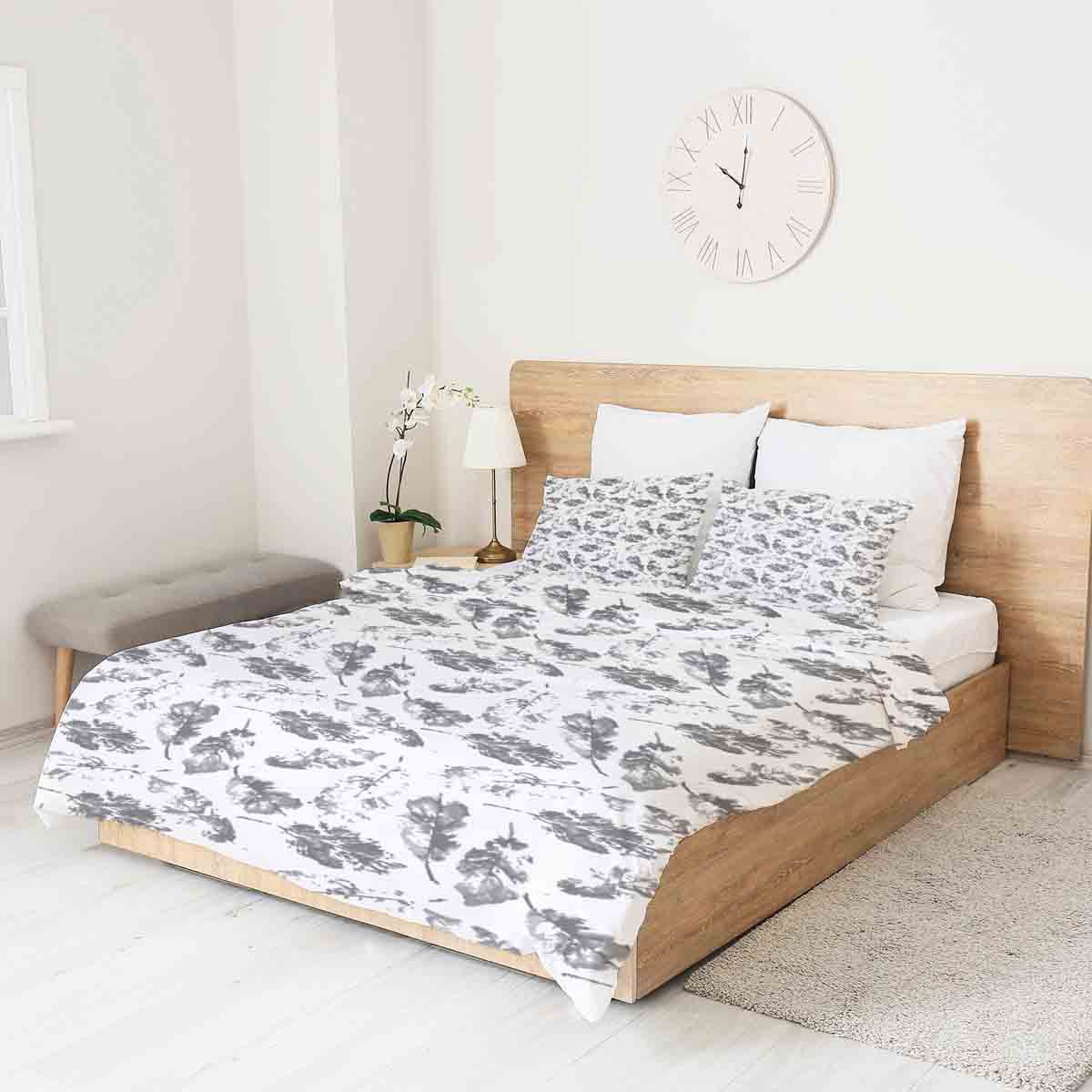 Original Therapiedecke - Baumwollbezug Weiß mit grauen Blättern