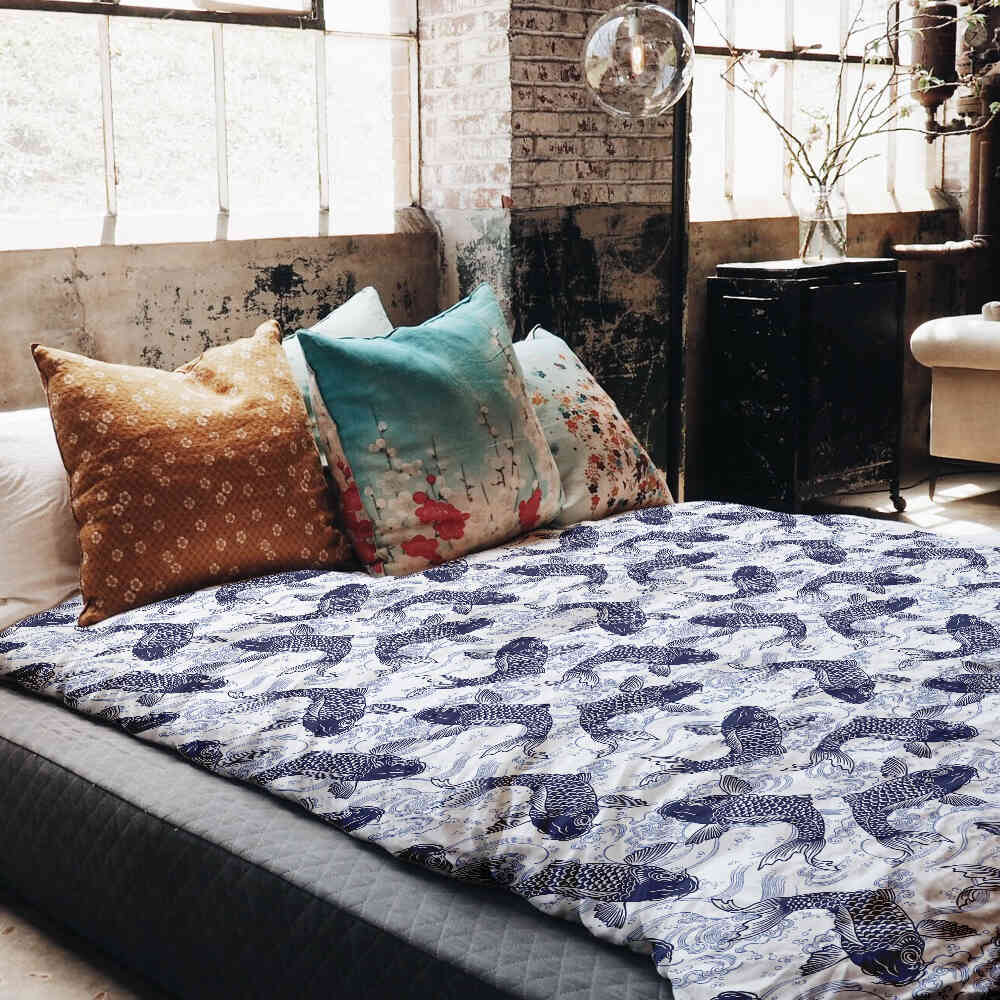 Original Therapiedecke - Baumwoll Bettwäsche Set blaue Kois