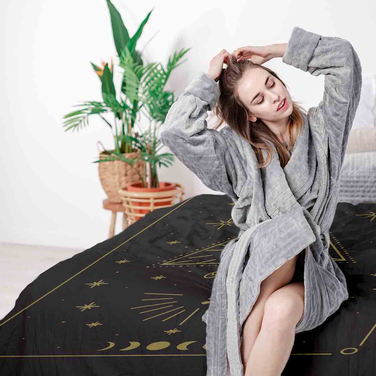 Original Therapiedecke - Baumwoll Bettwäsche Set Schwarz Sonne und Kosmos