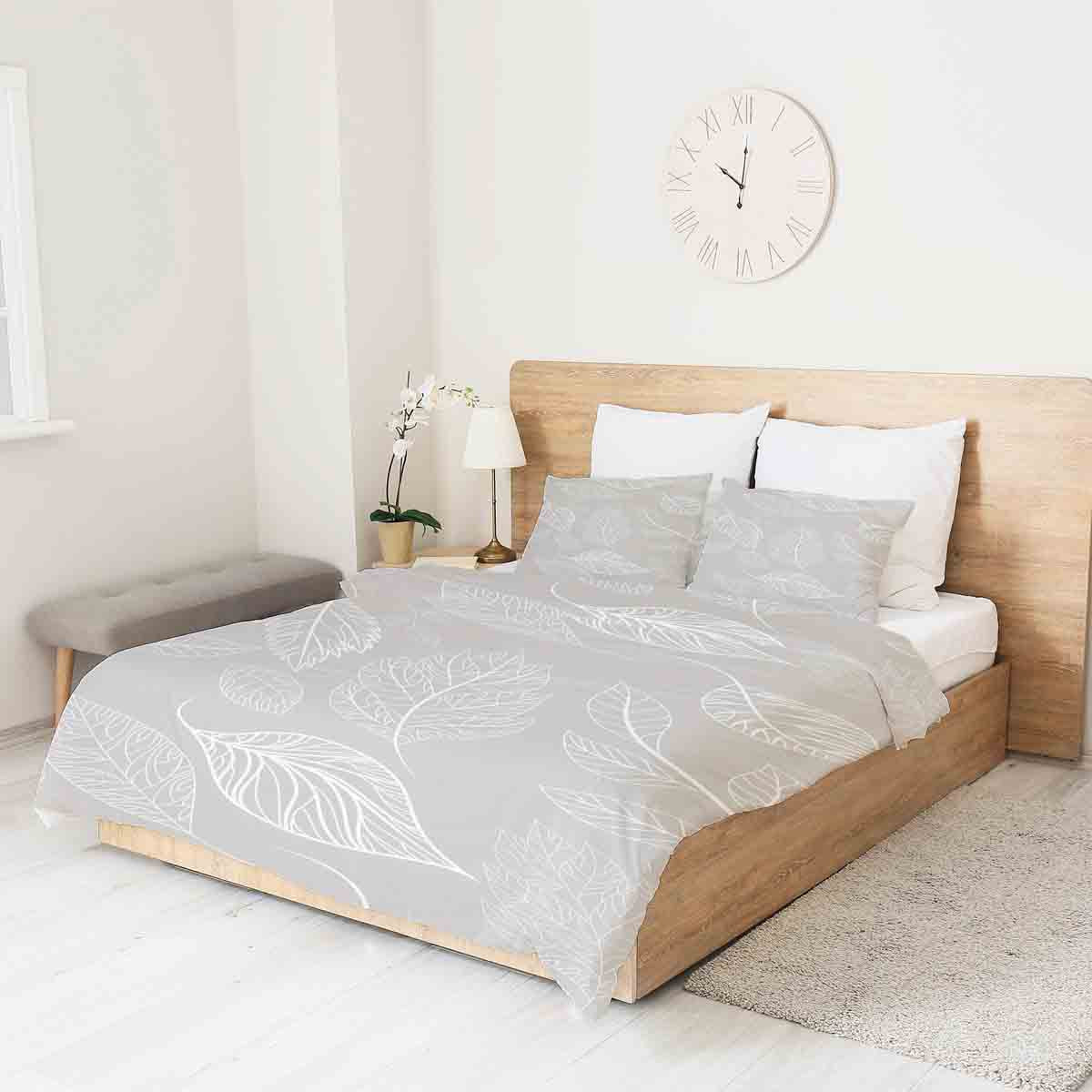 Original Therapiedecke - Baumwollbezug Beige mit hellen Blättern