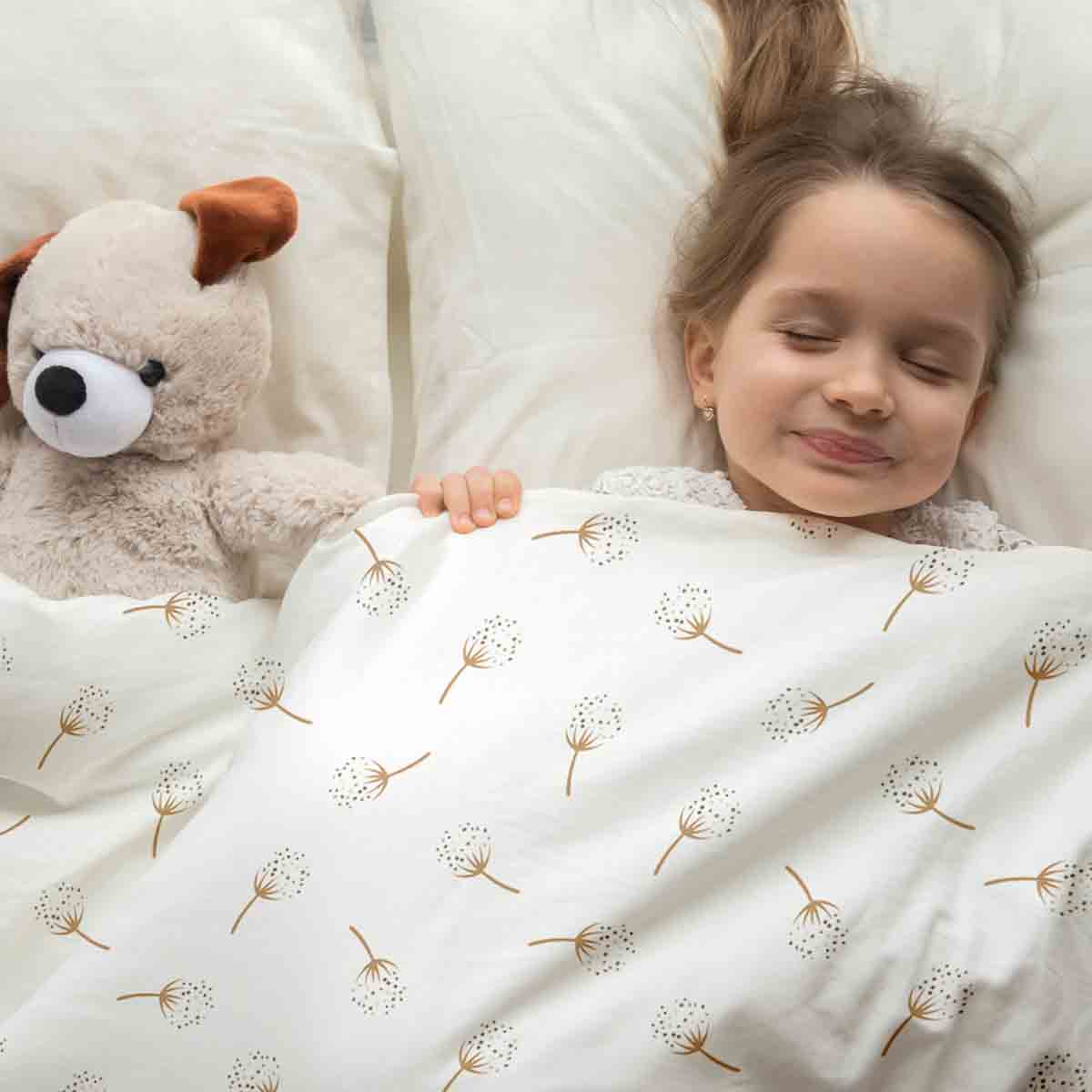 Original Therapiedecke - Baumwoll Bettwäsche Set Weiß mit Pusteblumen