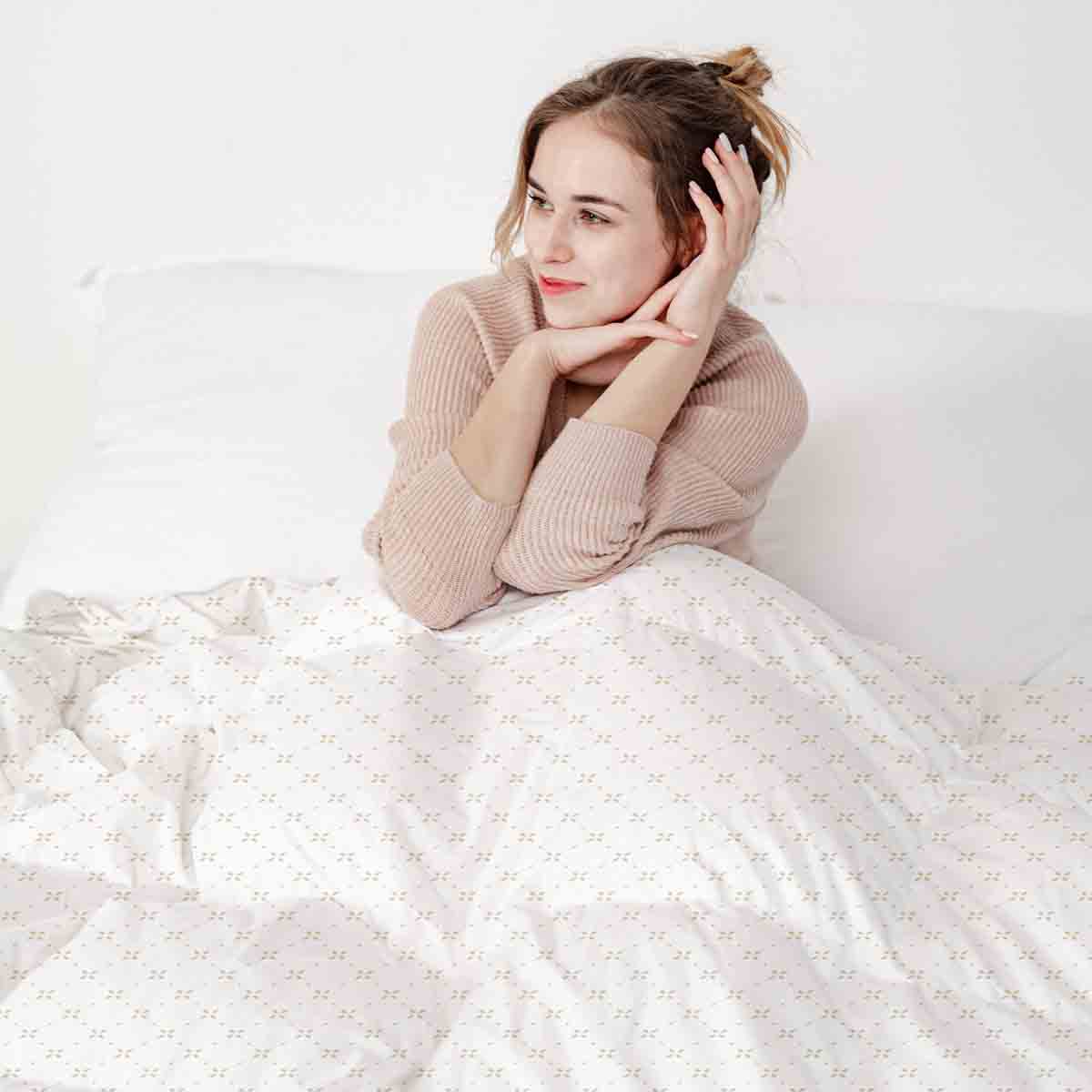 Original Therapiedecke - Baumwollbezug Weiß Blumenmuster