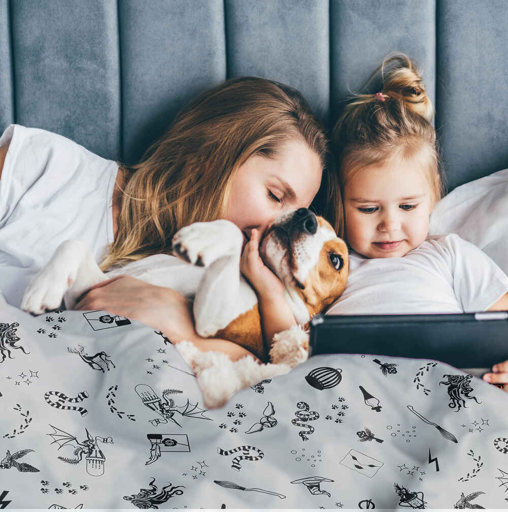 Original Therapiedecke - Baumwoll Bettwäsche Set Grau Zauberei