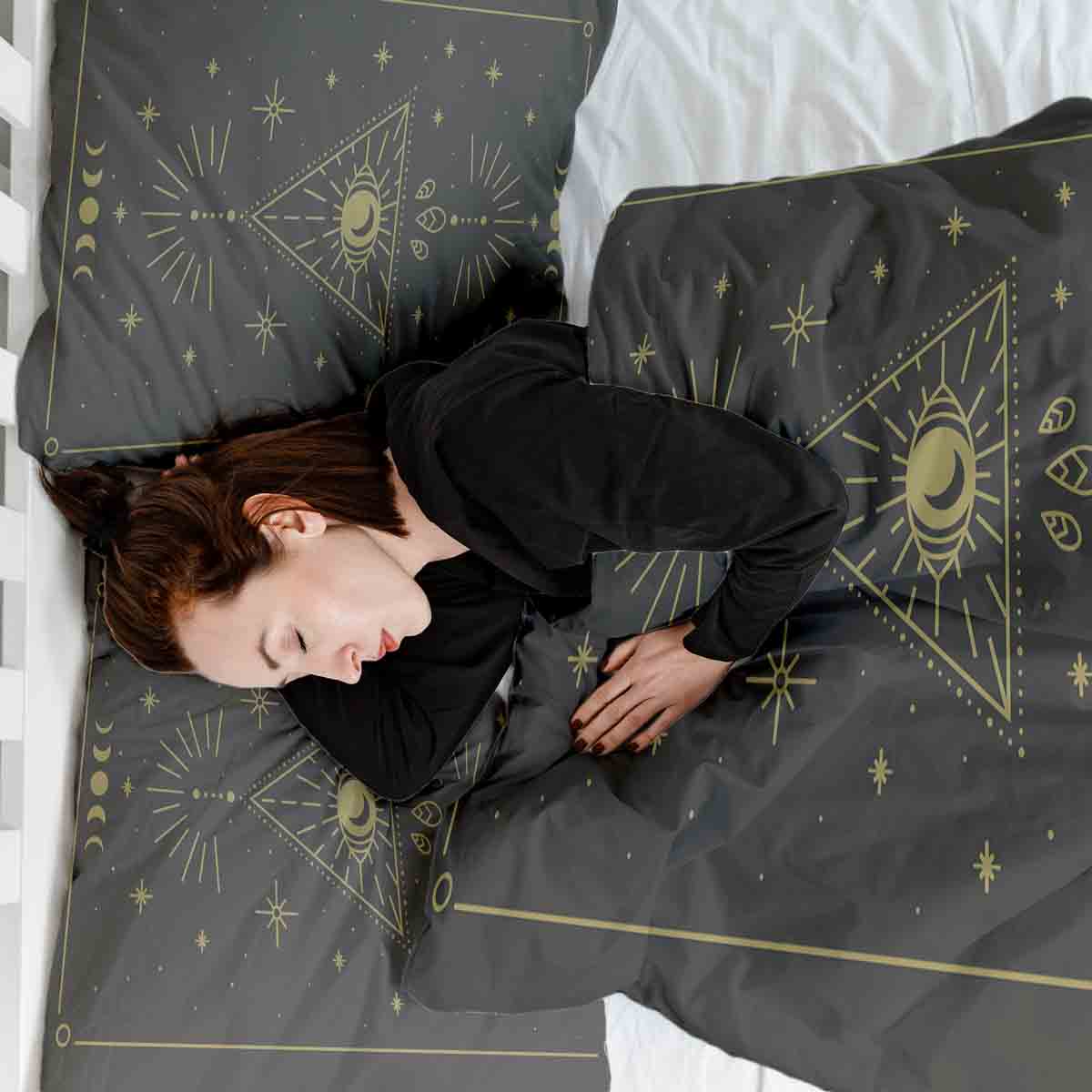 Original Therapiedecke - Baumwoll Bettwäsche Set Schwarz Sonne und Kosmos