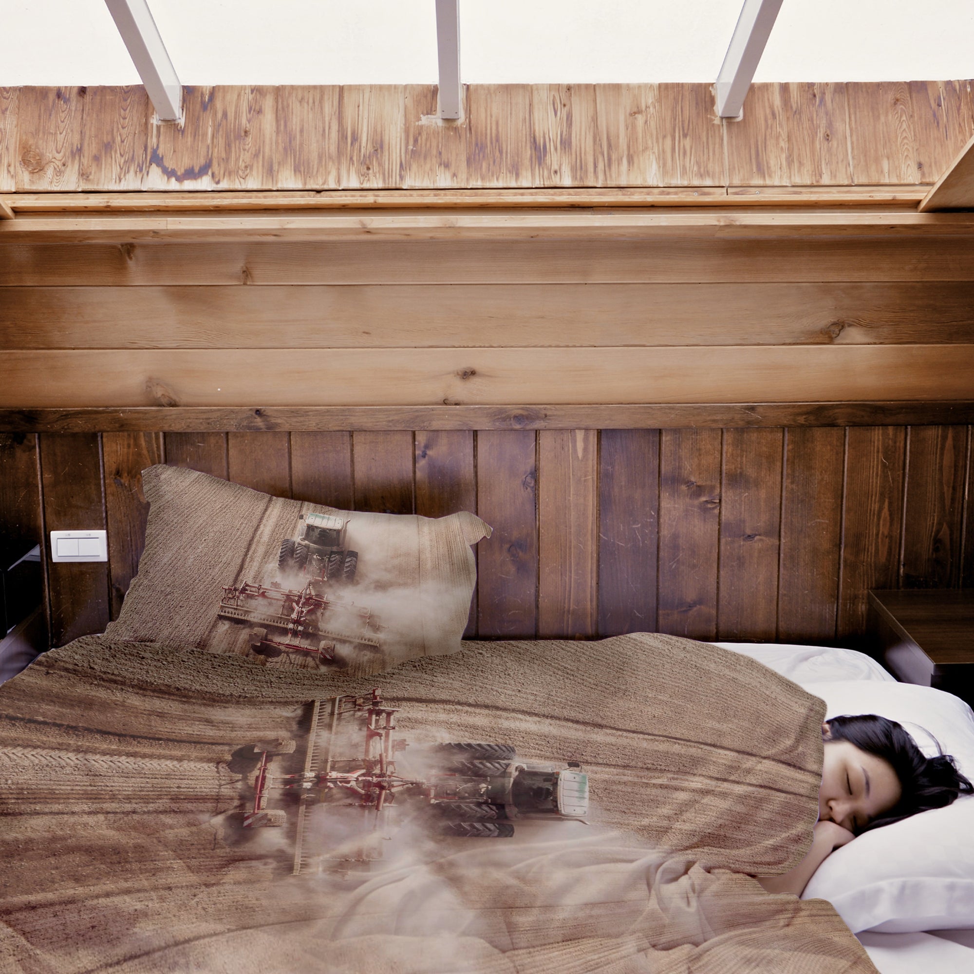 Original Therapiedecke - Baumwoll Bettwäsche Set Traktor im Staub