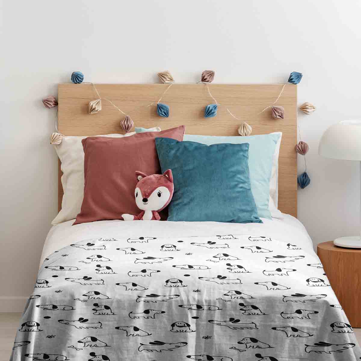 Original Therapiedecke - Baumwoll Bettwäsche Set Weiß mit Hunden