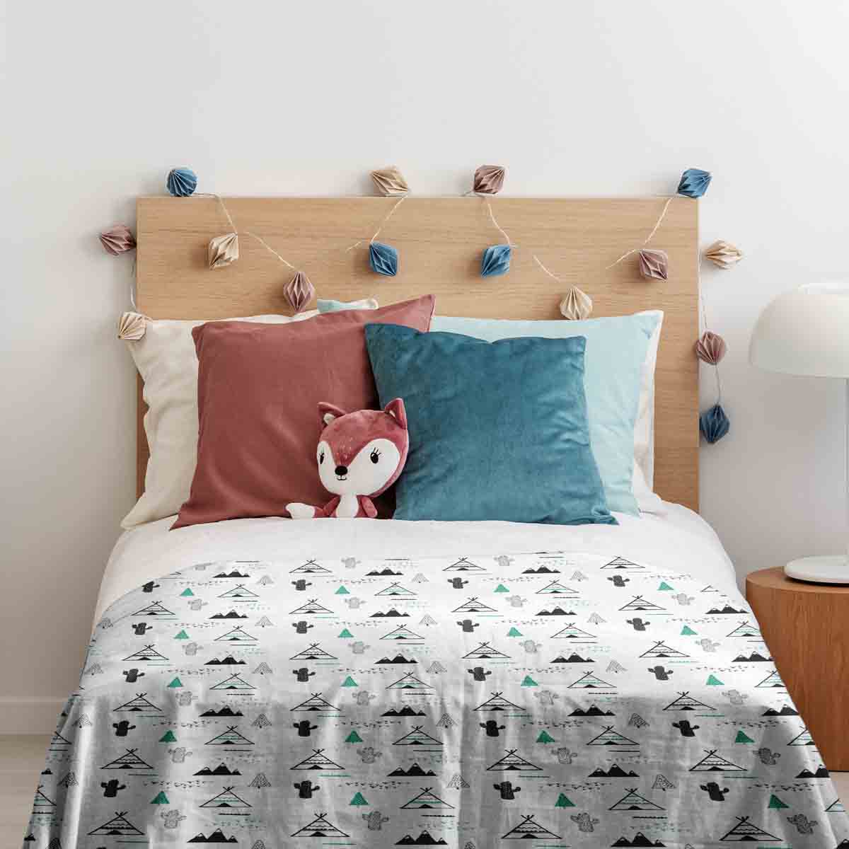 Original Therapiedecke - Baumwollbezug Weiß Indianer