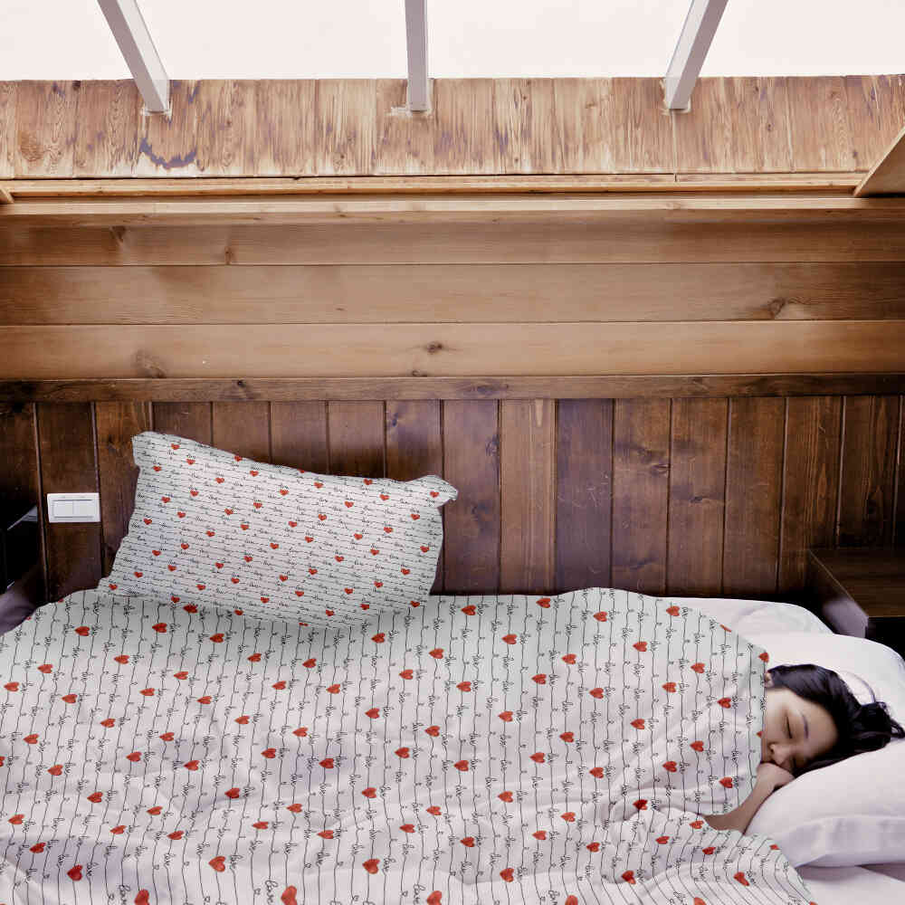 Original Therapiedecke - Baumwoll Bettwäsche Set Weiß mit Love Schriftzug