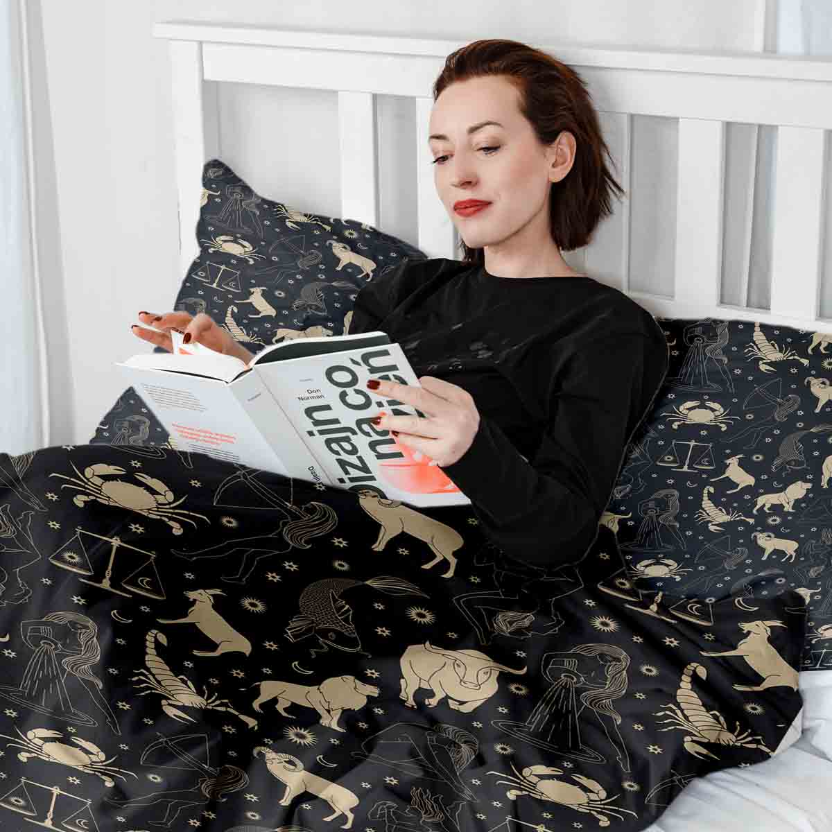 Original Therapiedecke - Baumwoll Bettwäsche Set Schwarz Sternenbilder