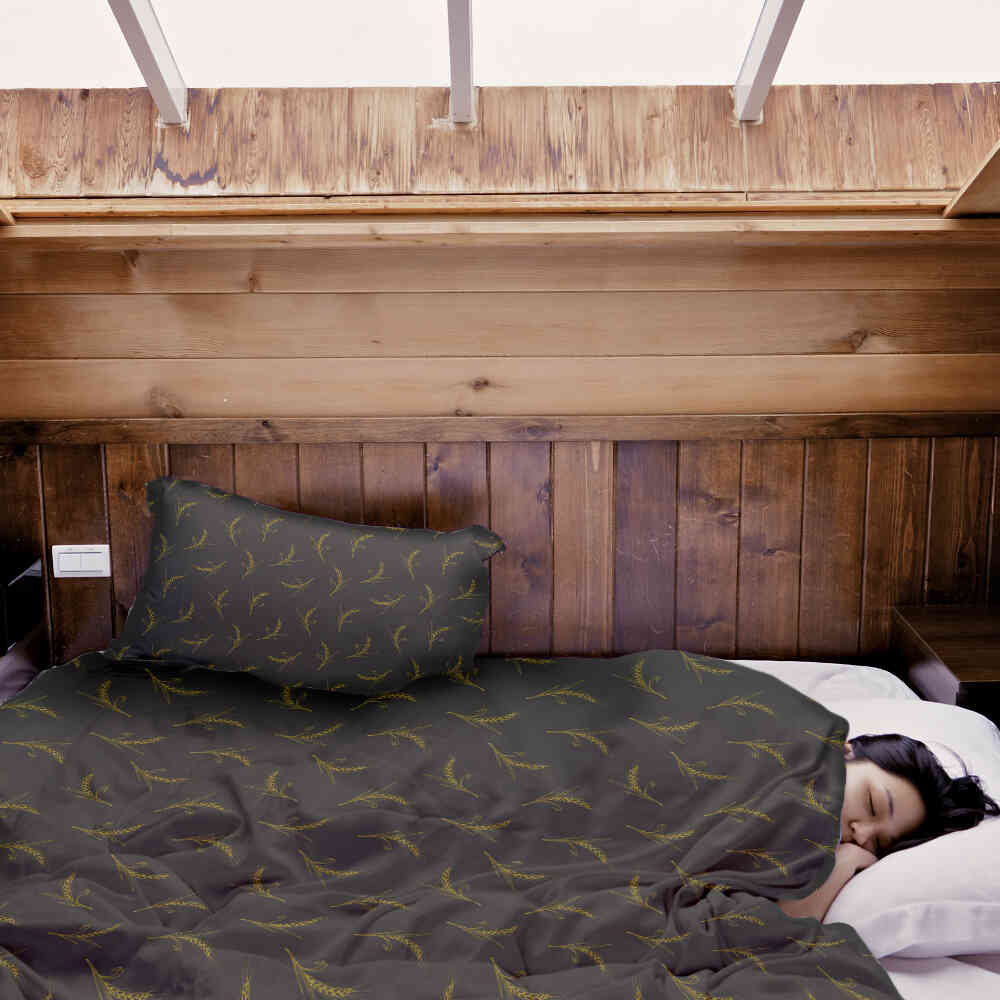 Original Therapiedecke - Baumwoll Bettwäsche Set Grau mit Weizen