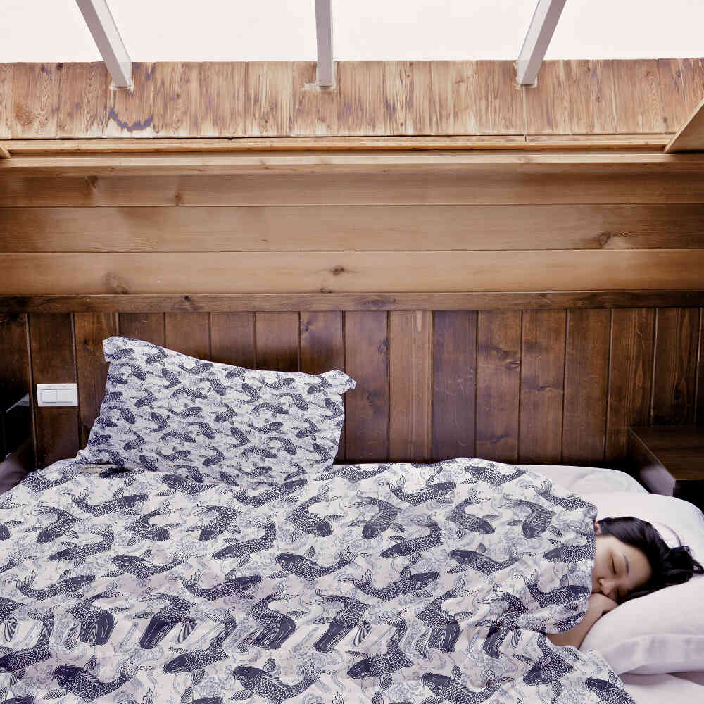 Original Therapiedecke - Baumwoll Bettwäsche Set blaue Kois