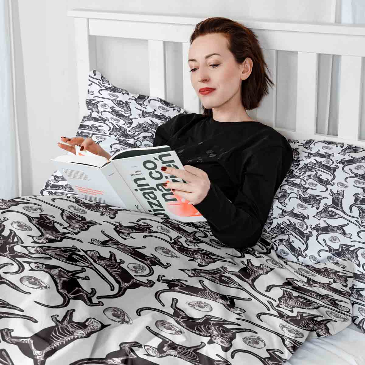 Original Therapiedecke - Baumwoll Bettwäsche Set Halloween Katze