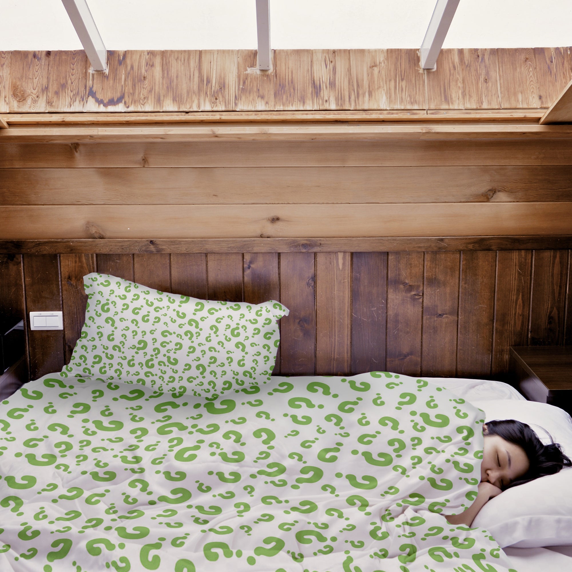 Original Therapiedecke - Baumwoll Bettwäsche Set Grüne Fragezeichen