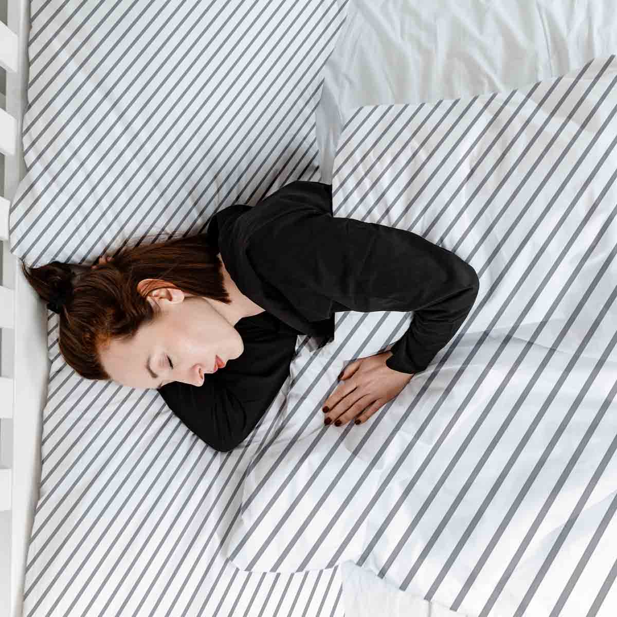 Original Therapiedecke - Baumwoll Bettwäsche Set Graue Querstreifen