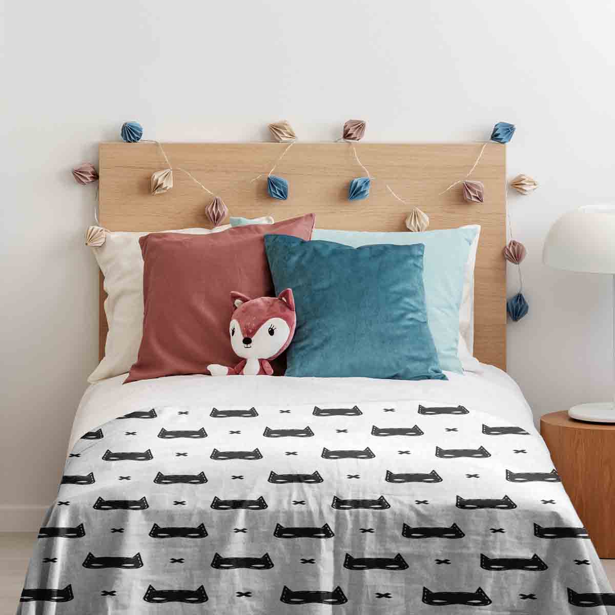 Original Therapiedecke - Baumwoll Bettwäsche Set Weiß mit Katzenmaske