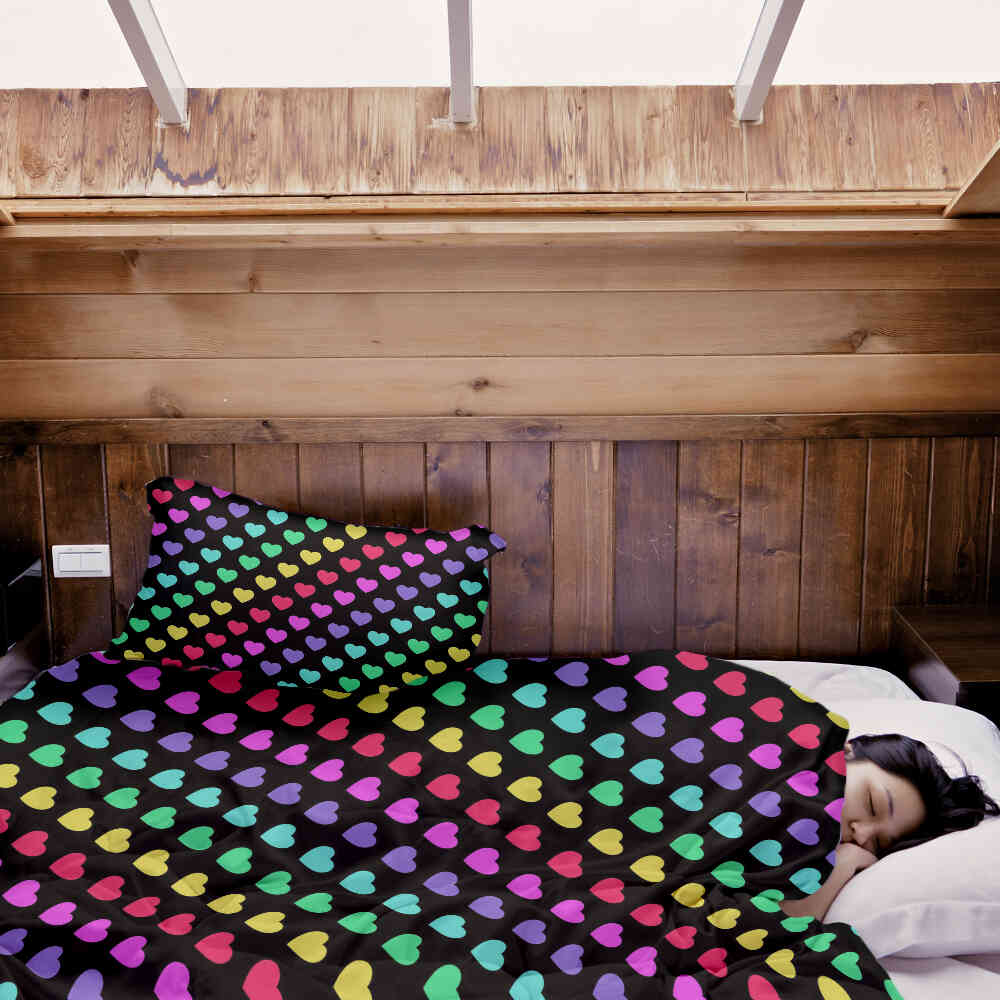 Original Therapiedecke - Baumwoll Bettwäsche Set bunte Herzen