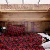 Original Therapiedecke - Baumwollbezug Schwarz mit roten Rosen
