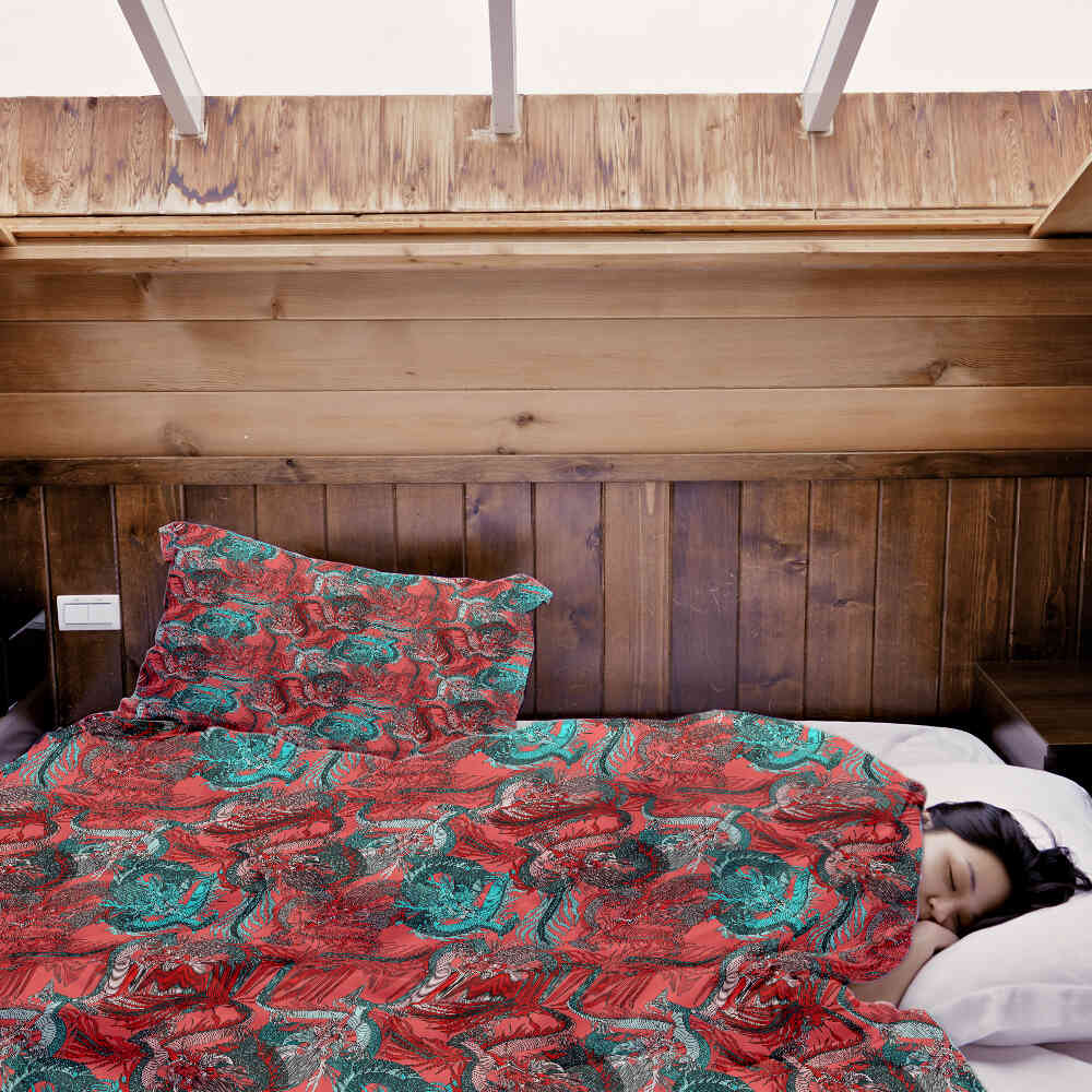 Original Therapiedecke - Baumwoll Bettwäsche Set Abstrakt Rot