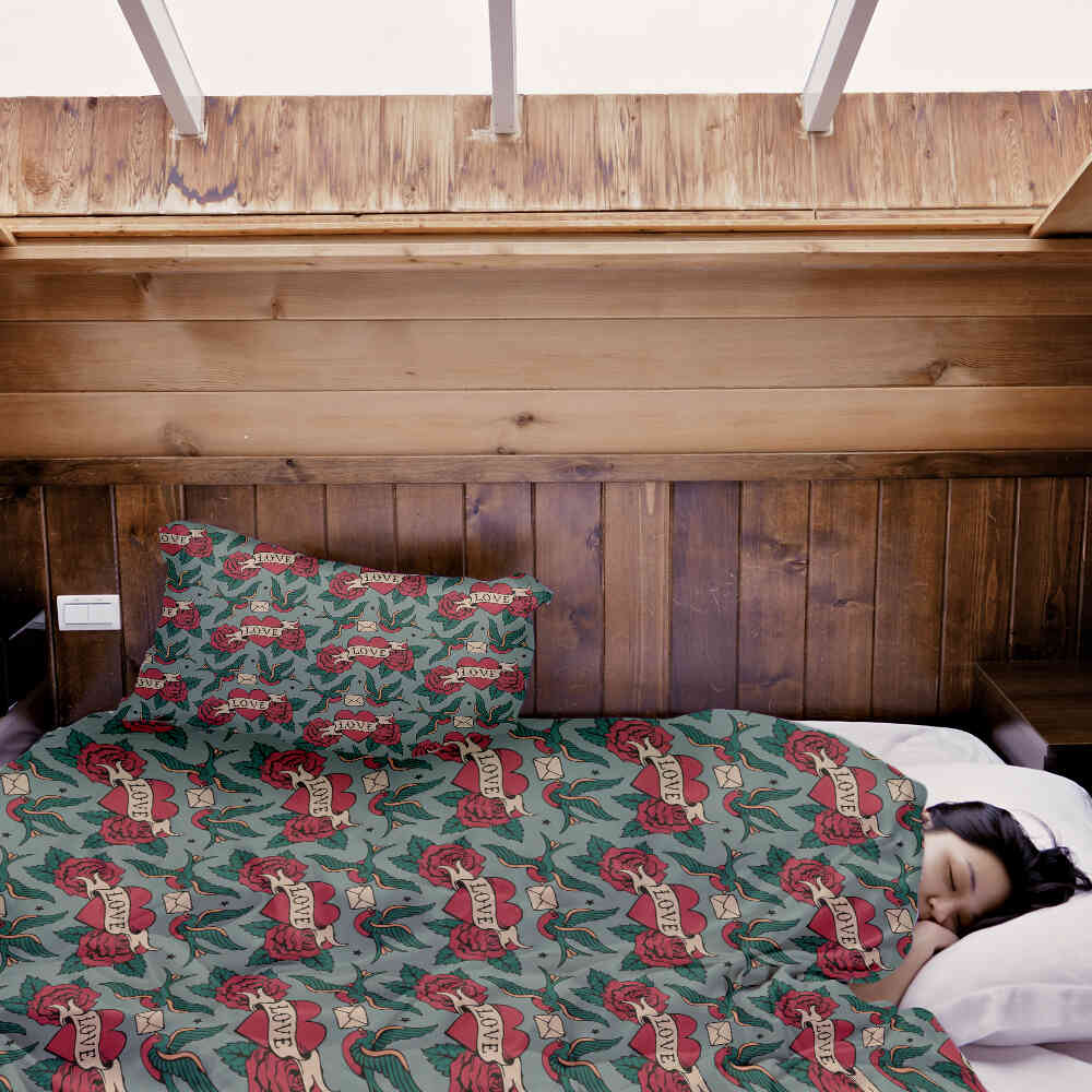 Original Therapiedecke - Baumwoll Bettwäsche Set Love Tattoo