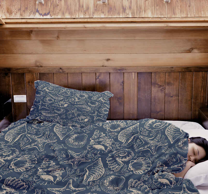 Original Therapiedecke - Baumwollbezug Blau mit Muscheln