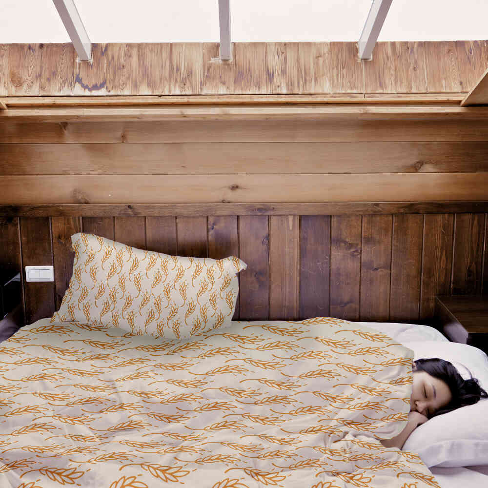 Original Therapiedecke - Baumwoll Bettwäsche Set Weiß mit gelbem Weizen