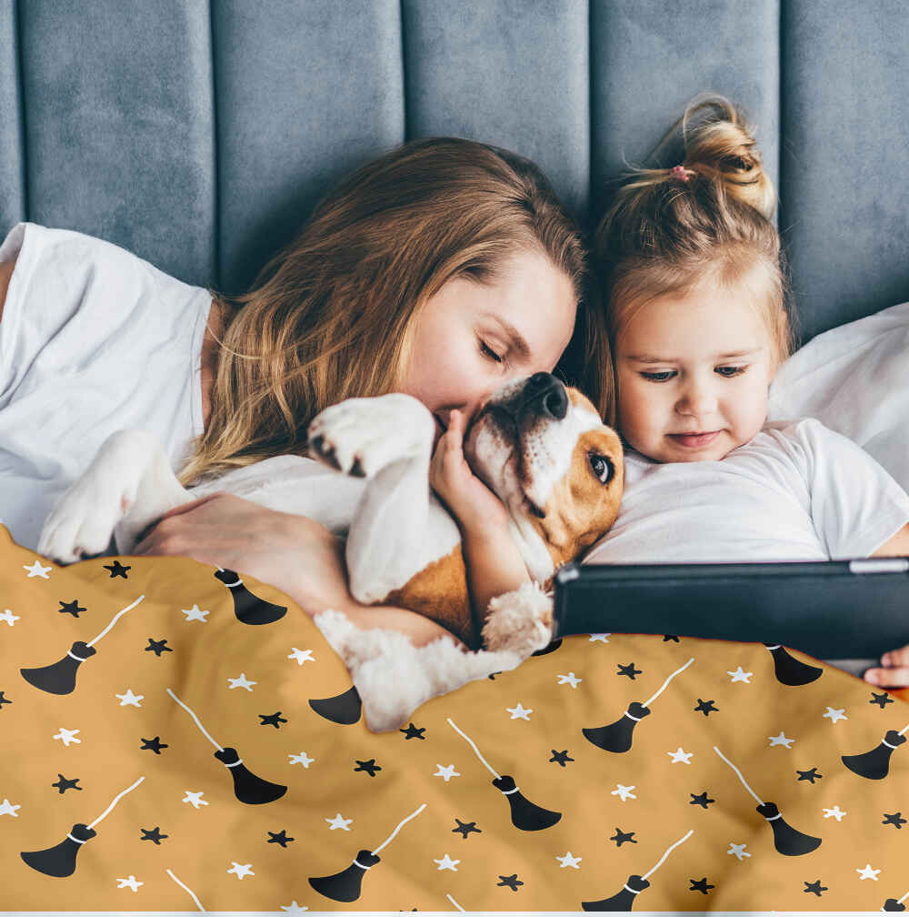 Original Therapiedecke - Baumwoll Bettwäsche Set Orange mit Potter's Besen