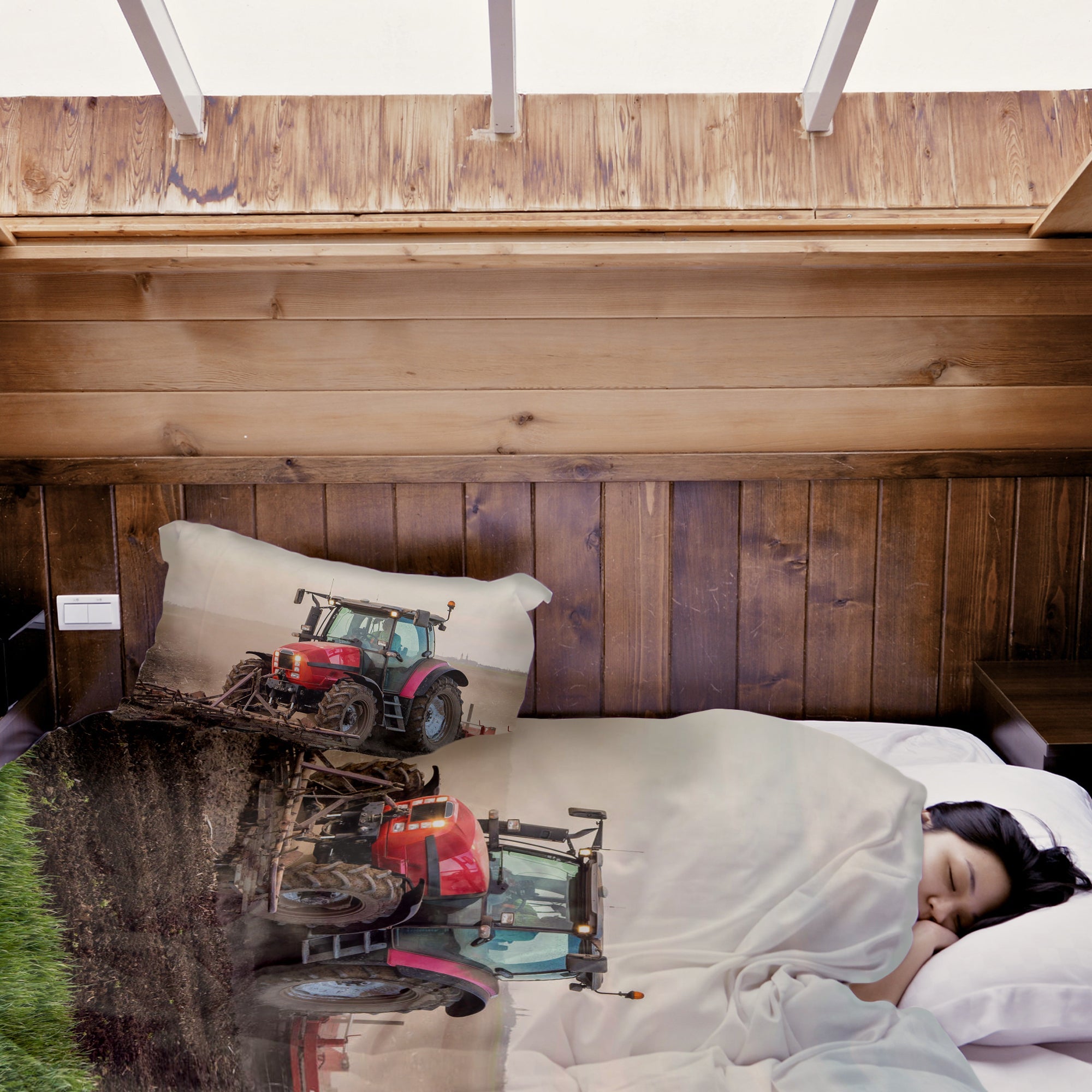 Original Therapiedecke - Baumwoll Bettwäsche Set mit großem Traktor