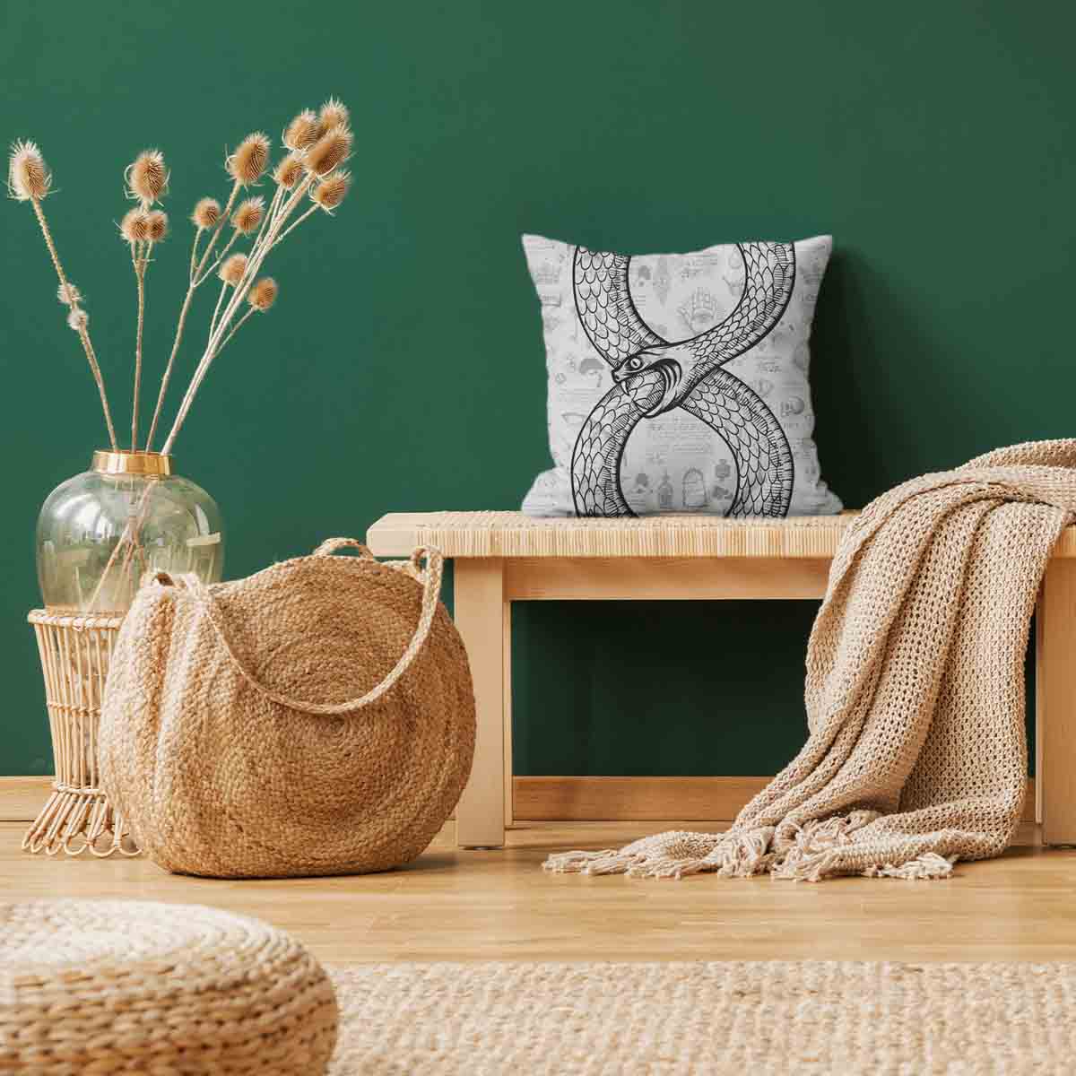 Gesundheitskissen mit Schlangenmotiv