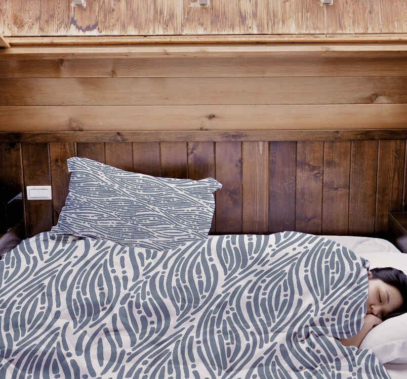 Original Therapiedecke - Baumwoll Bettwäsche Set welliges Muster Blau