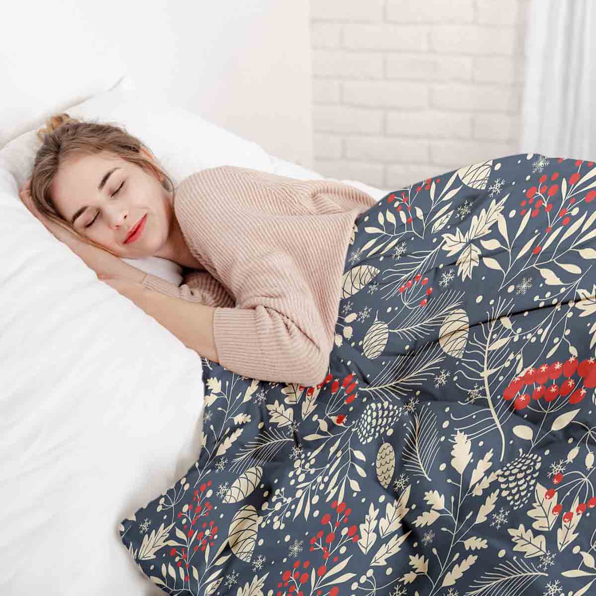 Original Therapiedecke - Baumwoll Bettwäsche Set weihnachtliche Blätter