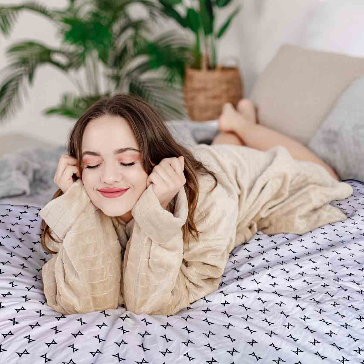 Original Therapiedecke - Baumwoll Bettwäsche Set Weiß mit kleinen Schleifen