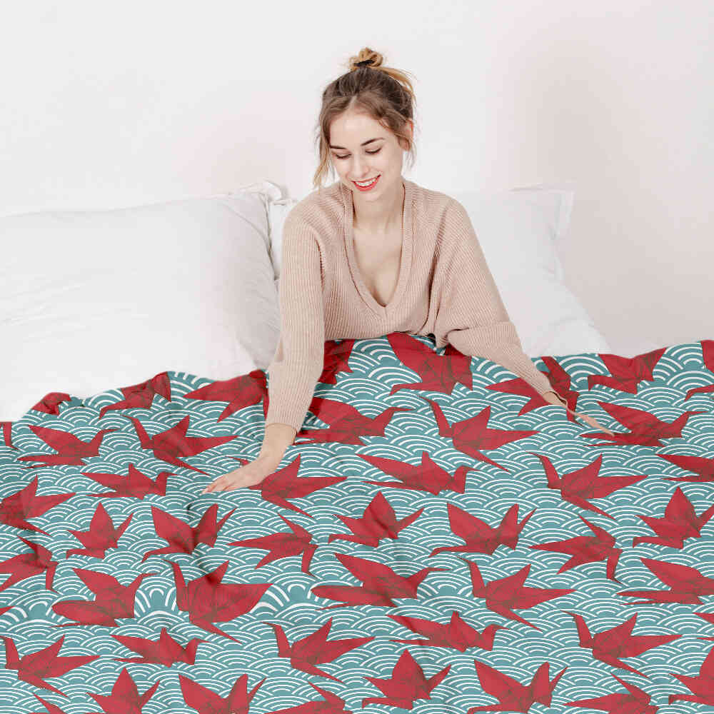 Original Therapiedecke - Baumwollbezug Rot Origami