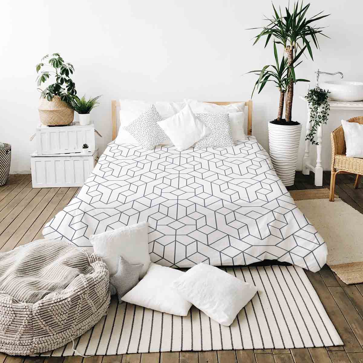 Original Therapiedecke - Baumwollbezug Weiß mit schwarzen Muster