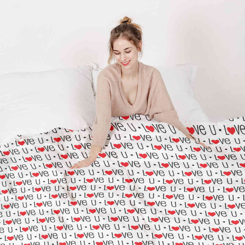 Original Therapiedecke - Baumwollbezug Weiß Love U