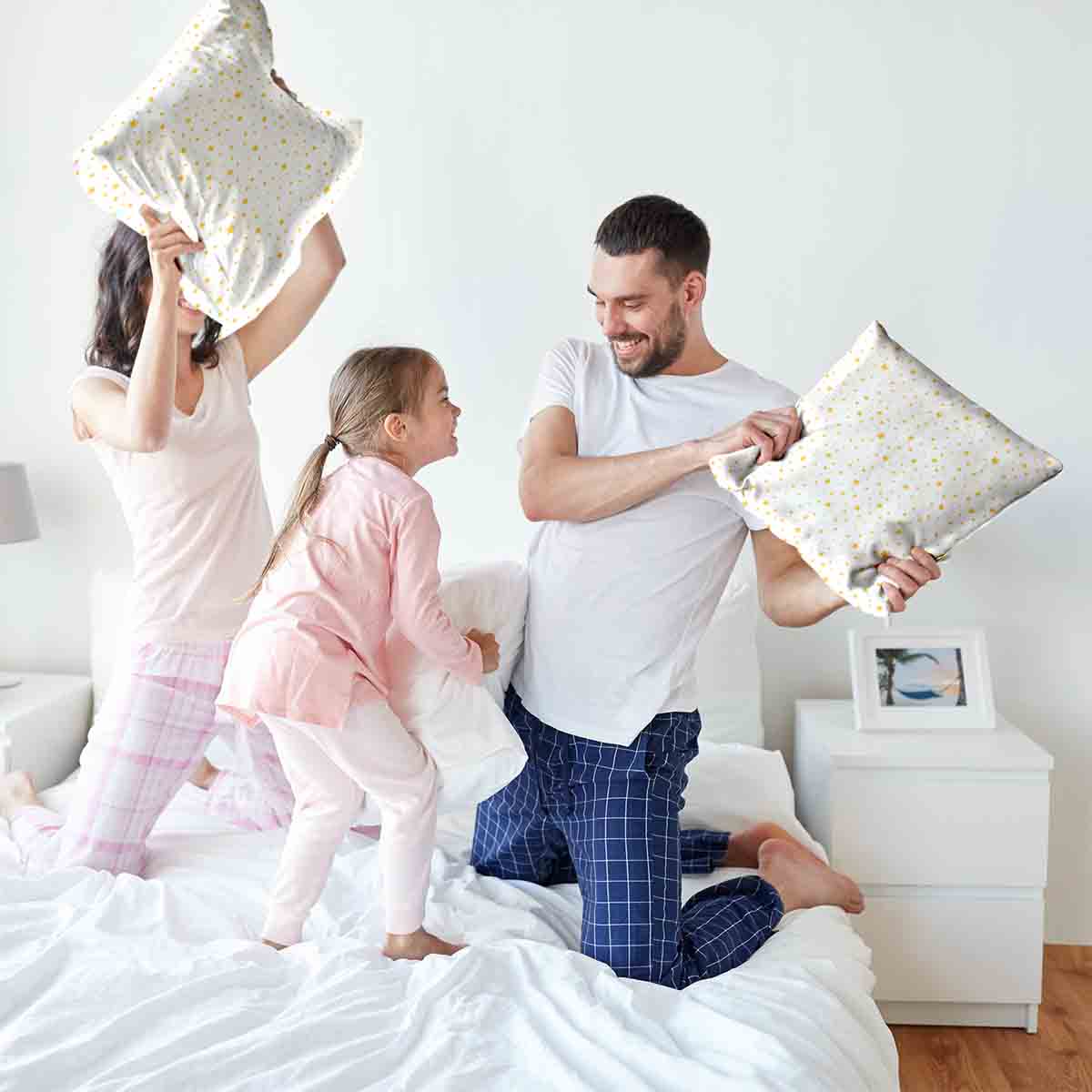 Gesundheitskissen Weiß mit gelben Sternen