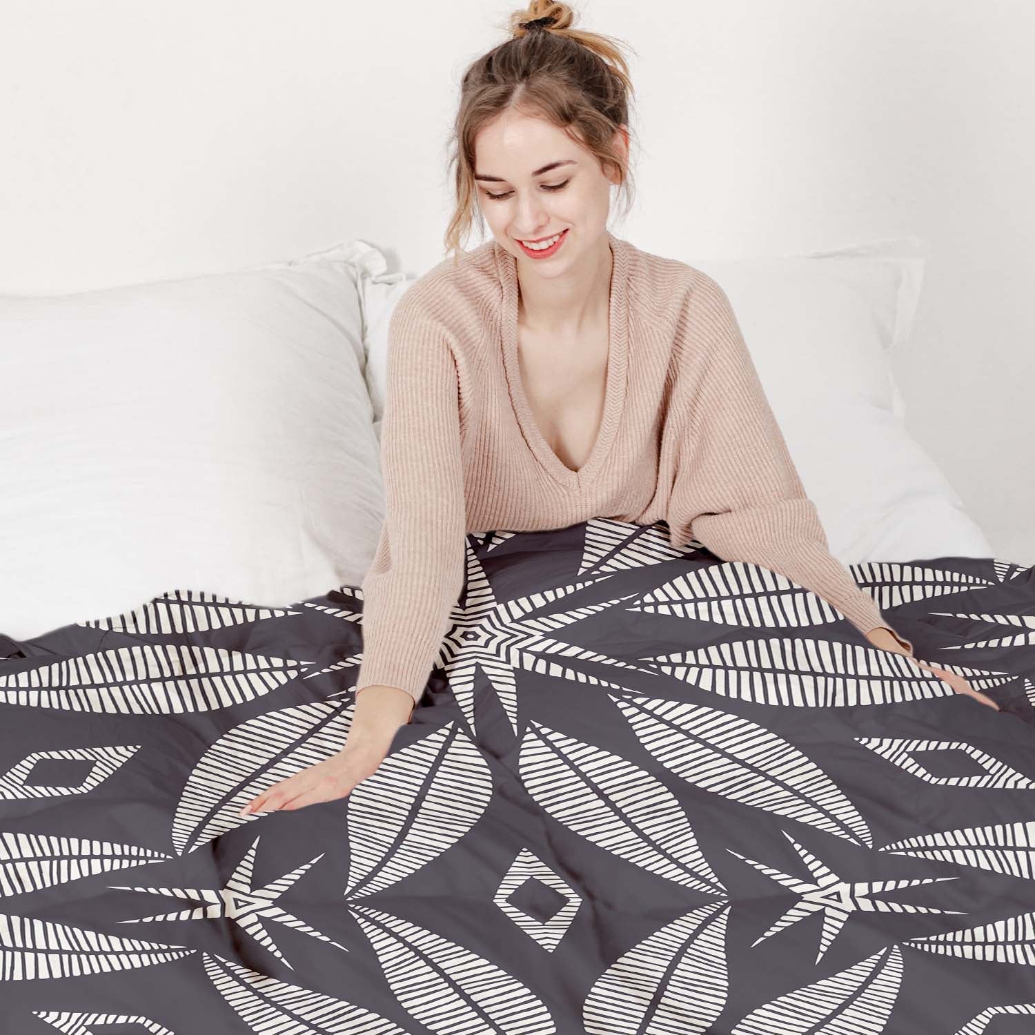 Original Therapiedecke - Baumwoll Bettwäsche Set mit großer Blume