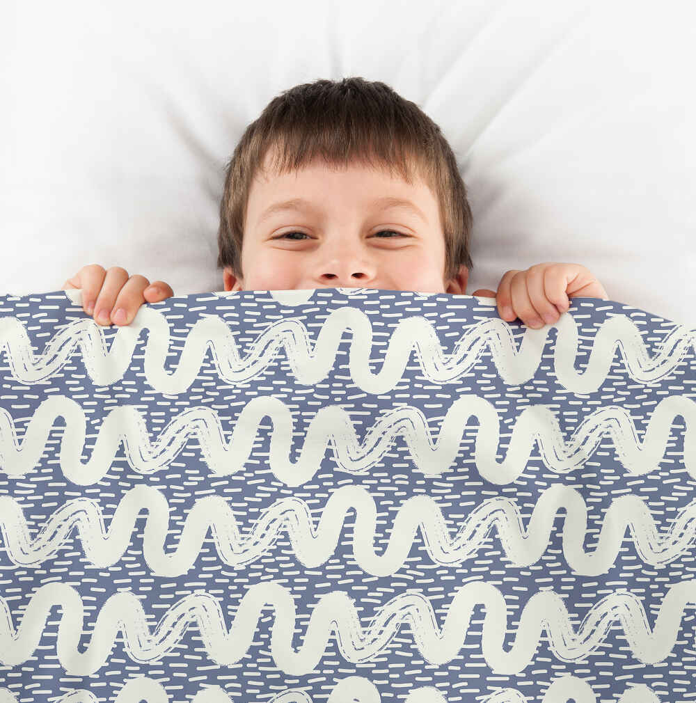 Original Therapiedecke - Baumwoll Bettwäsche Set blau weiße Wellen