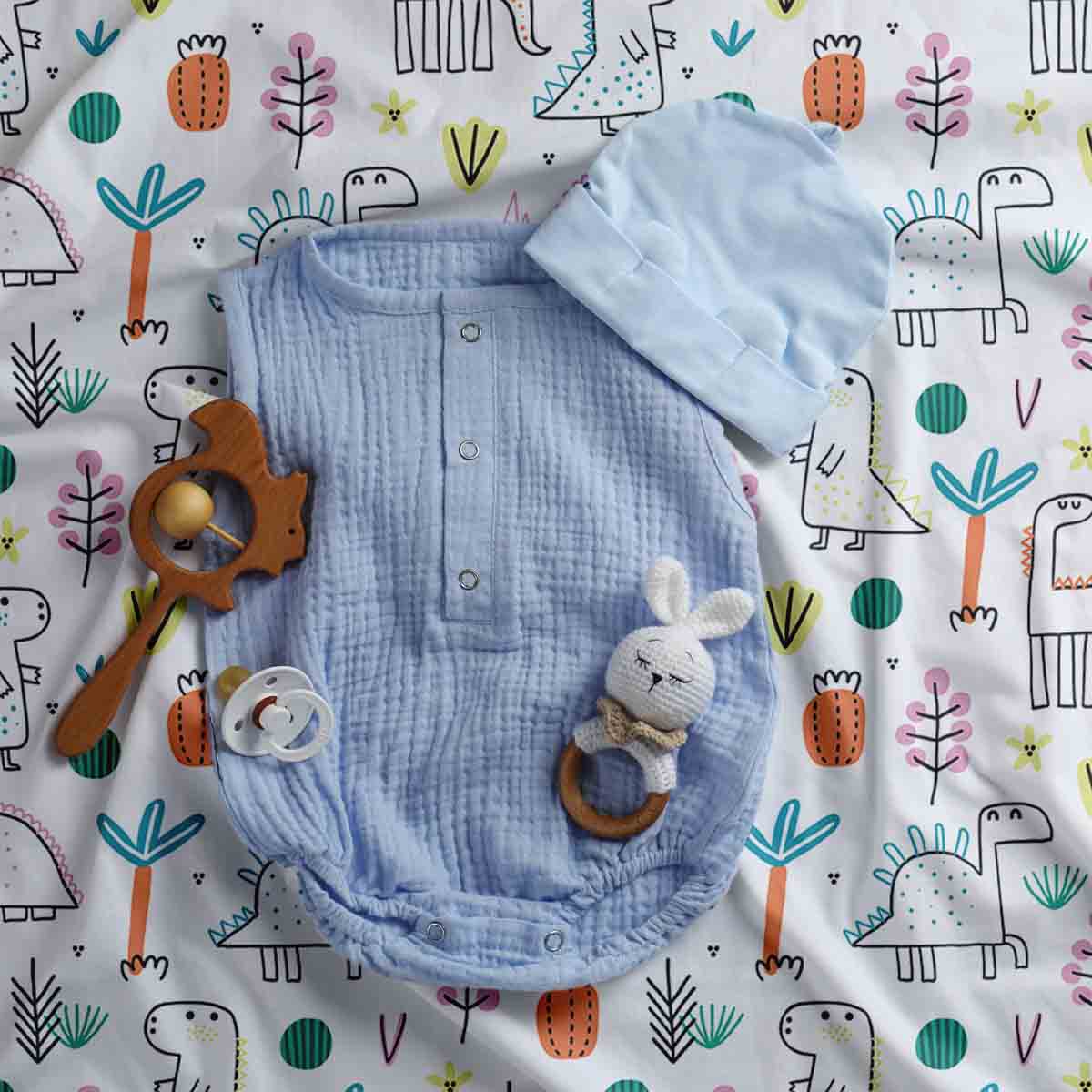 Original Therapiedecke - Baumwoll Bettwäsche Set mit bunten Dinos