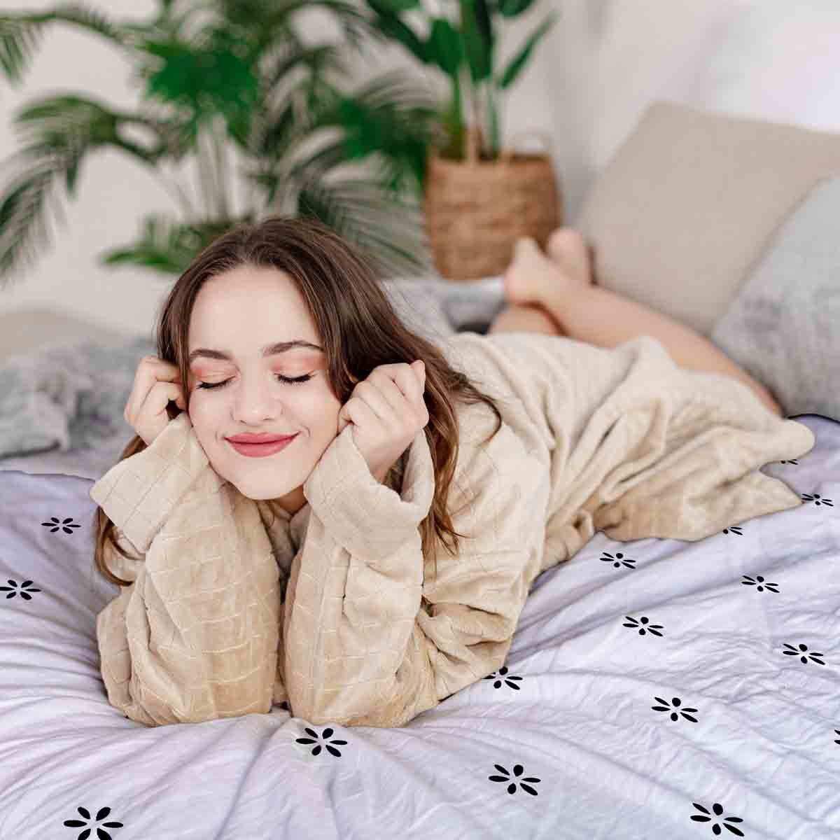 Original Therapiedecke - Baumwoll Bettwäsche Set Weiß Gänseblümchen