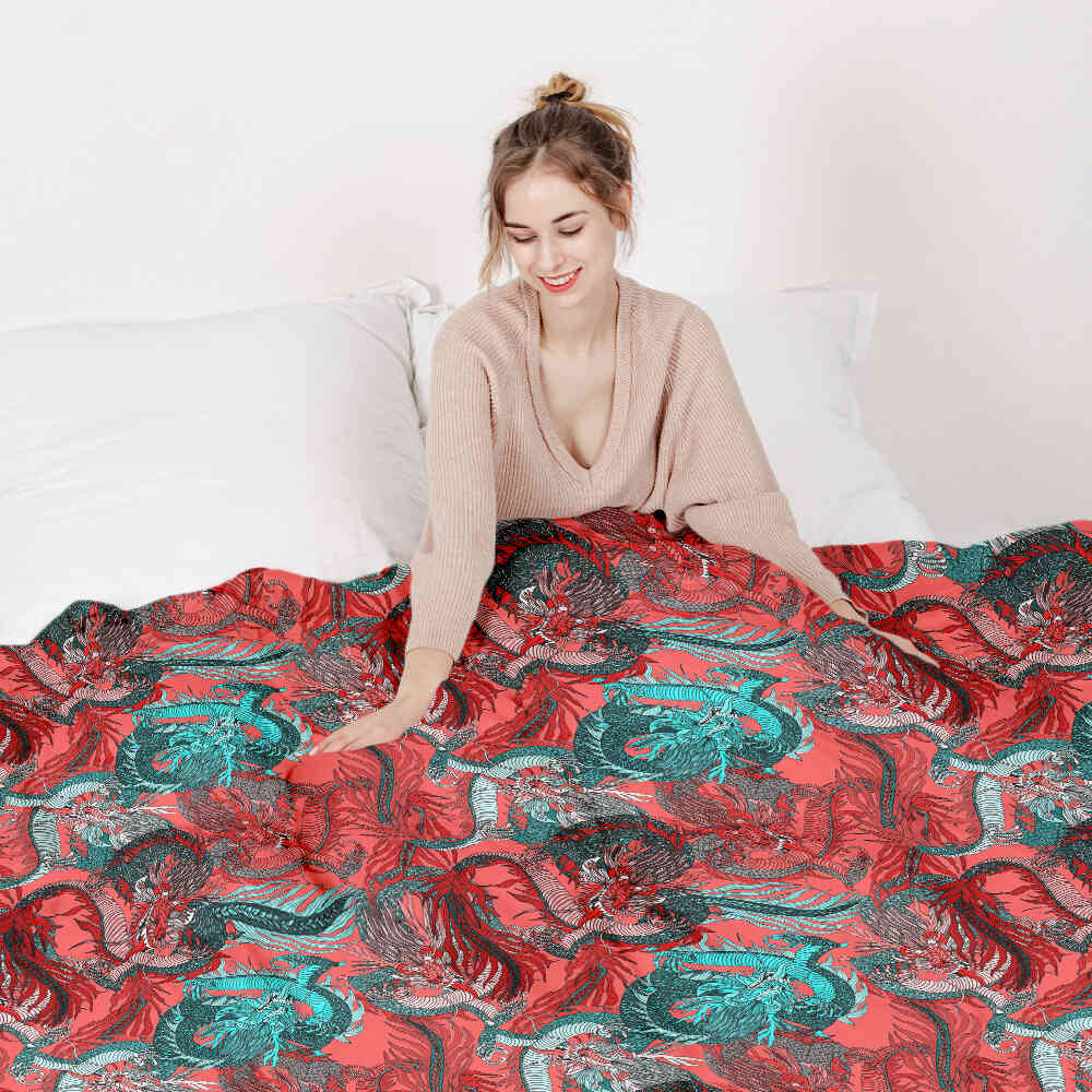 Original Therapiedecke - Baumwoll Bettwäsche Set Abstrakt Rot