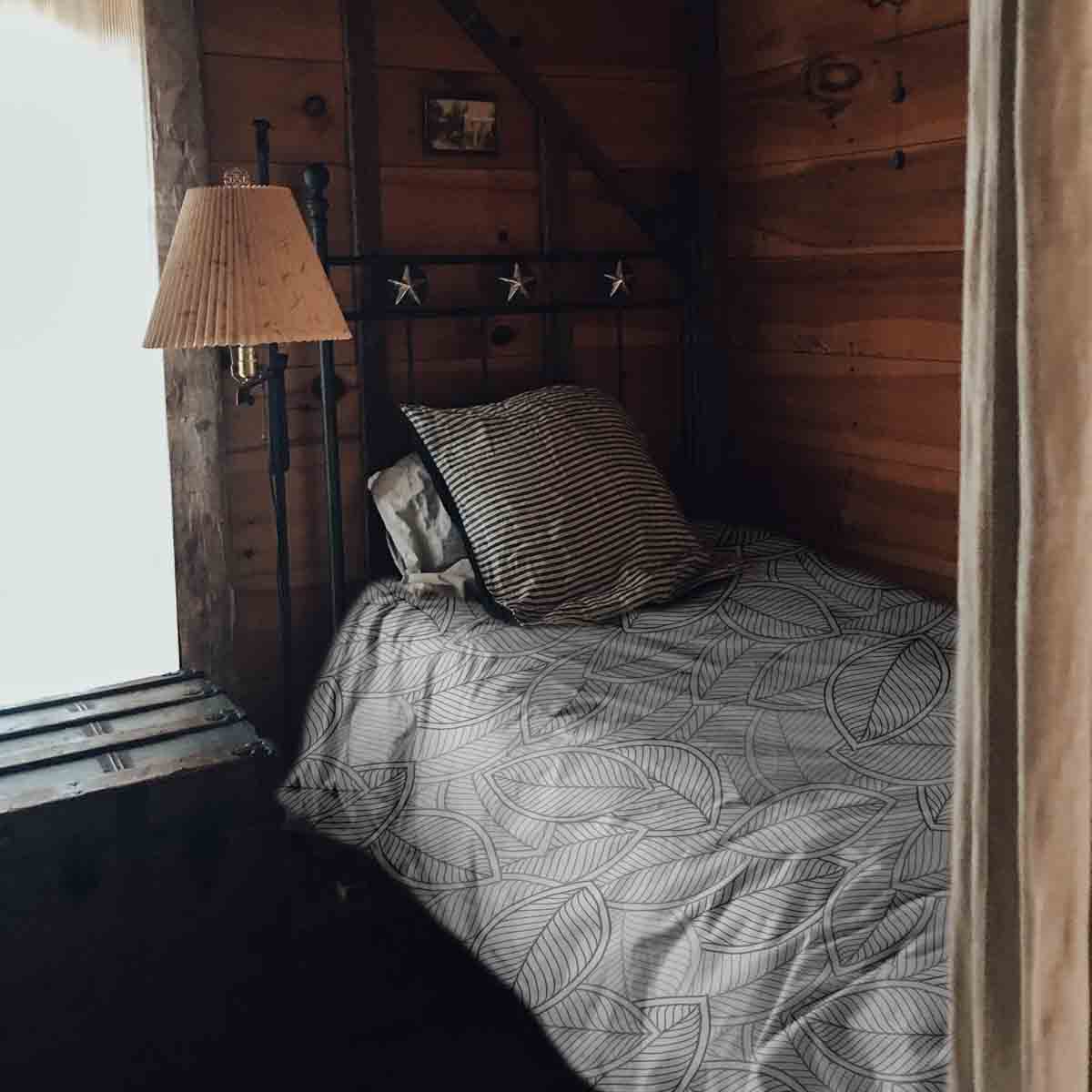 Original Therapiedecke - Baumwoll Bettwäsche Set mit grauen Palmblättern