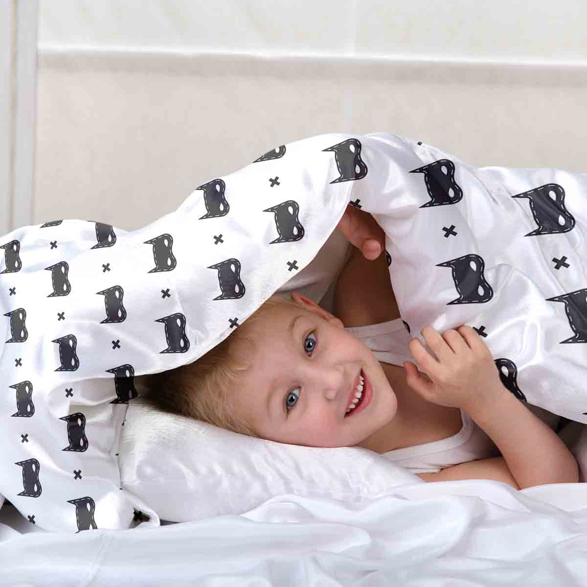 Original Therapiedecke - Baumwoll Bettwäsche Set Weiß mit Katzenmaske