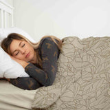 Original Therapiedecke - Baumwollbezug Beige mit Blattform Schwarz