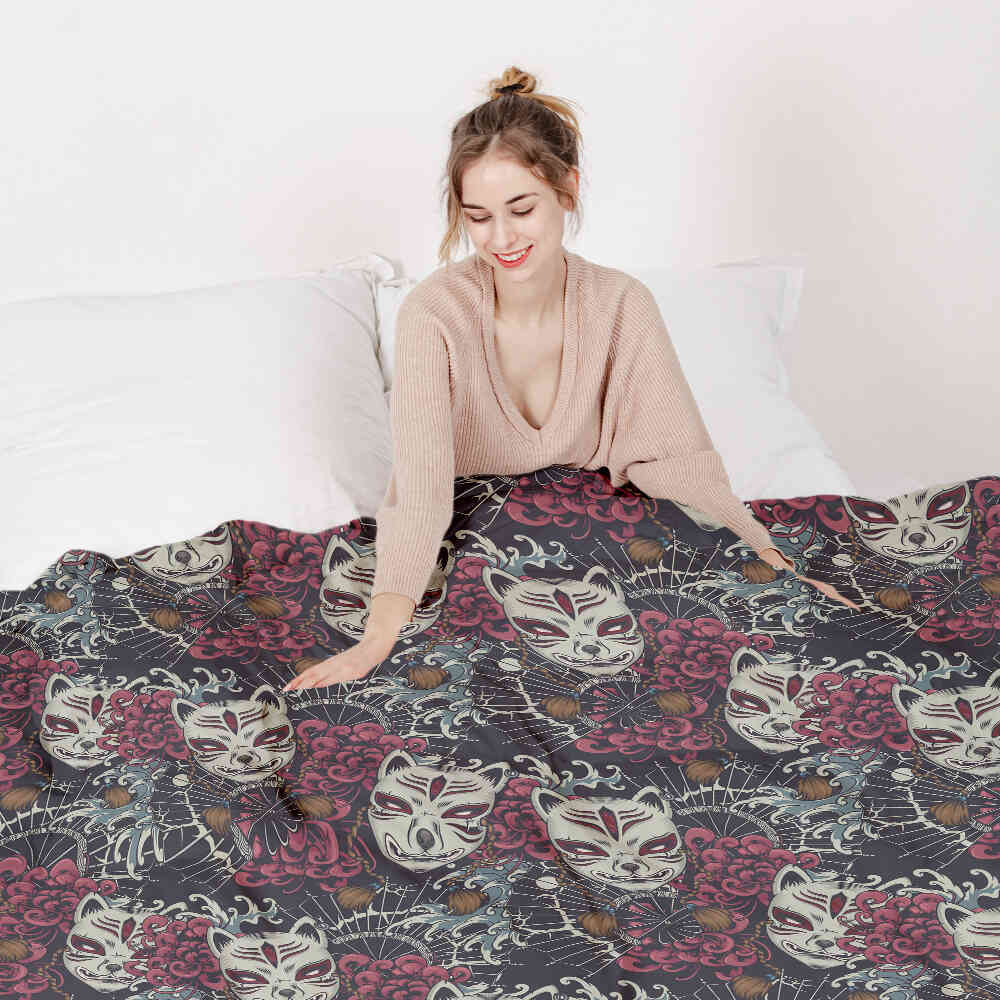 Original Therapiedecke - Baumwoll Bettwäsche Set Gruselkatze