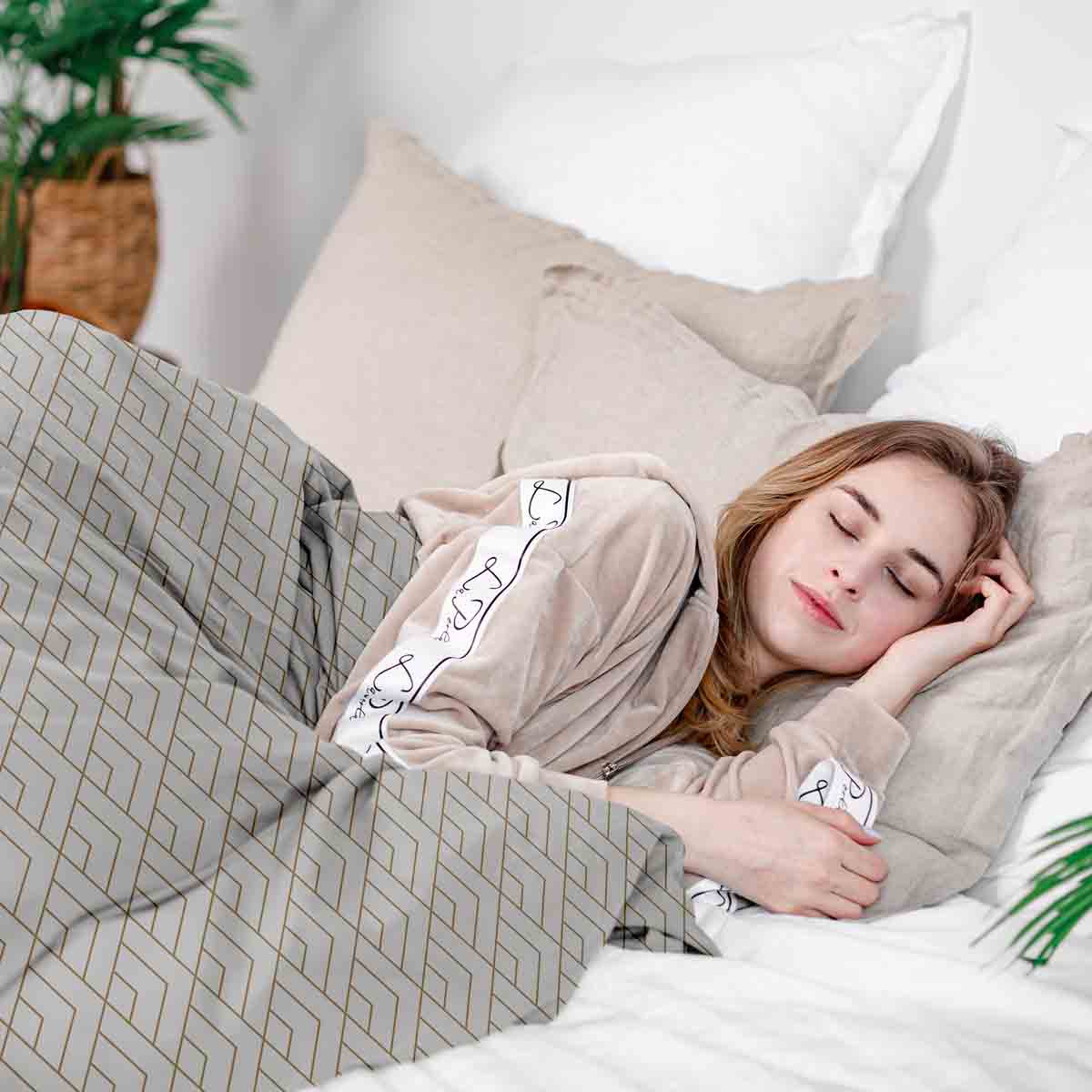 Original Therapiedecke - Baumwoll Bettwäsche Set mit goldenem Streifenmuster