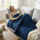 Original Therapiedecke - Gewichtsdecke mit 4-Jahreszeiten Bezug in Blau für Erwachsene