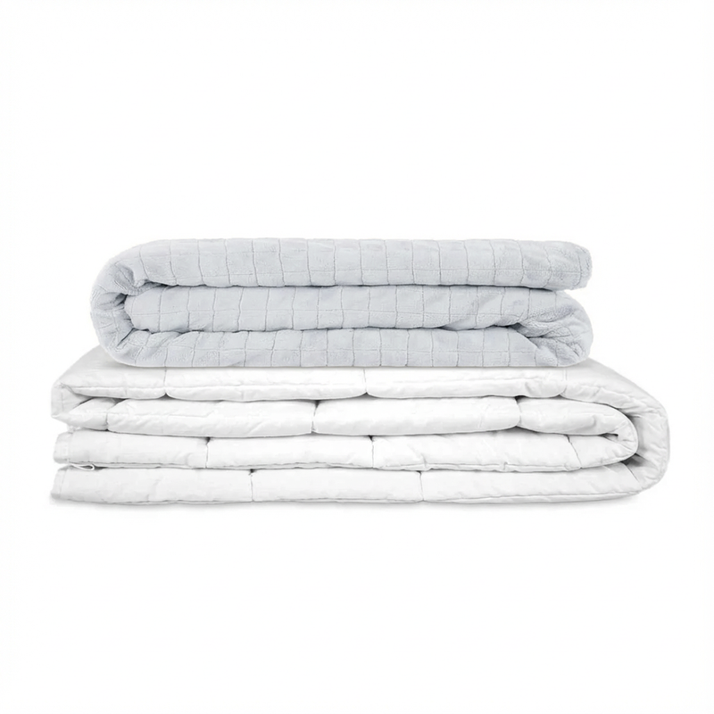 Original Therapiedecke - Gewichtsdecke mit 4-Jahreszeiten Bezug in Eisgrau für Erwachsene