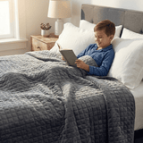 Original Therapiedecke - Gewichtsdecke mit 4-Jahreszeiten Bezug in Grau für Kinder